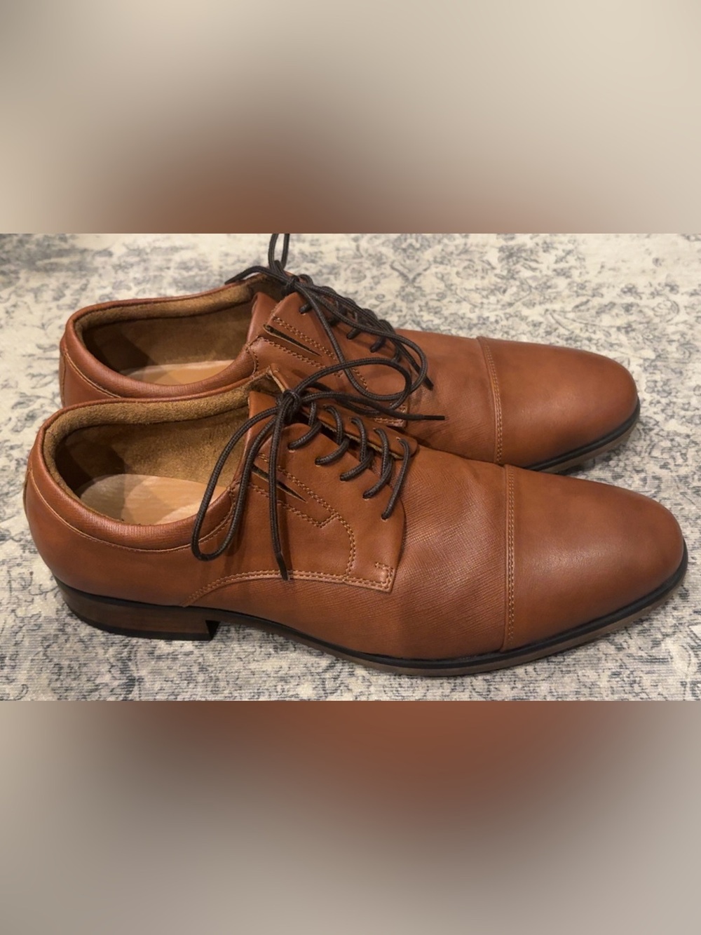 ALDO Colbeck Men’s Brown Cognac Cap Toe Oxford Dress Shoes Size 9